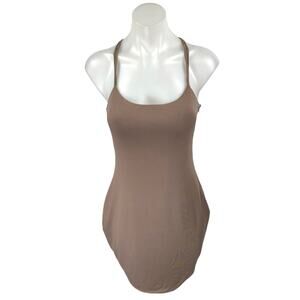 NEW Dance & Marvel Tan Beige Sleeveless Strappy Cami Tank Mini Bodycon Dress L